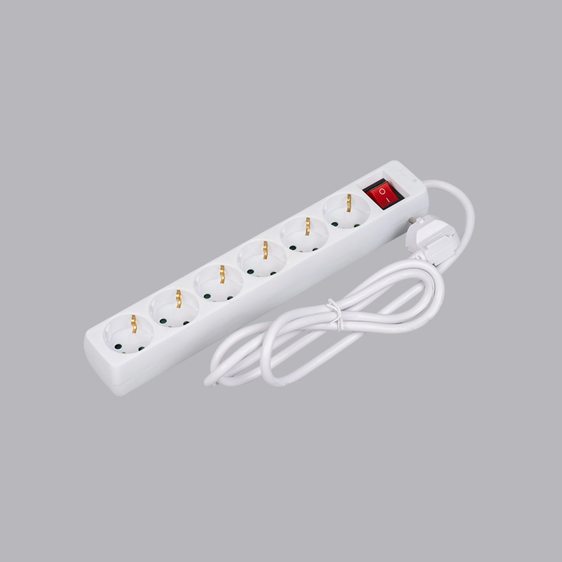 LOB-06K Tysk type rektangulært formet 6-vejs strømskinne med kontakt Multi-Socket