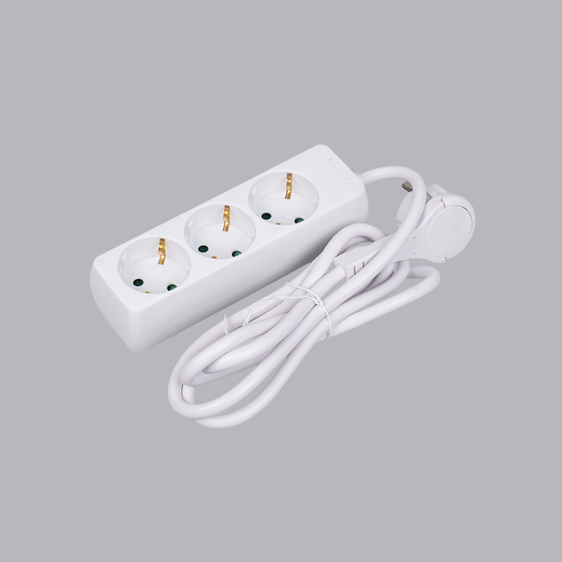 LOB-03L Tysk type rektangulært formet 3-vejs strømskinne med trækring Multi-Socket