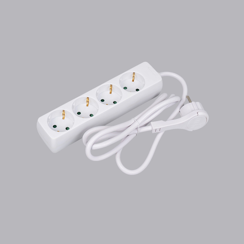 LOB-04L Tysk type rektangulært formet 4-vejs strømskinne med trækring Multi-Socket