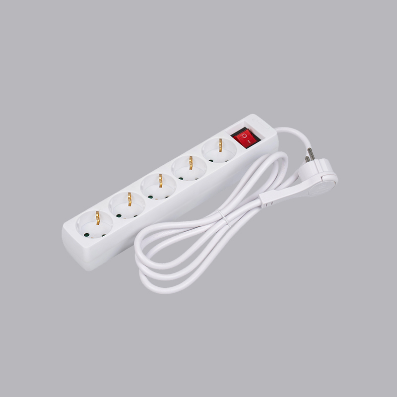 LOB-05KL Tysk type rektangulært formet 5-vejs strømskinne med trækring og kontakt Multi-Socket
