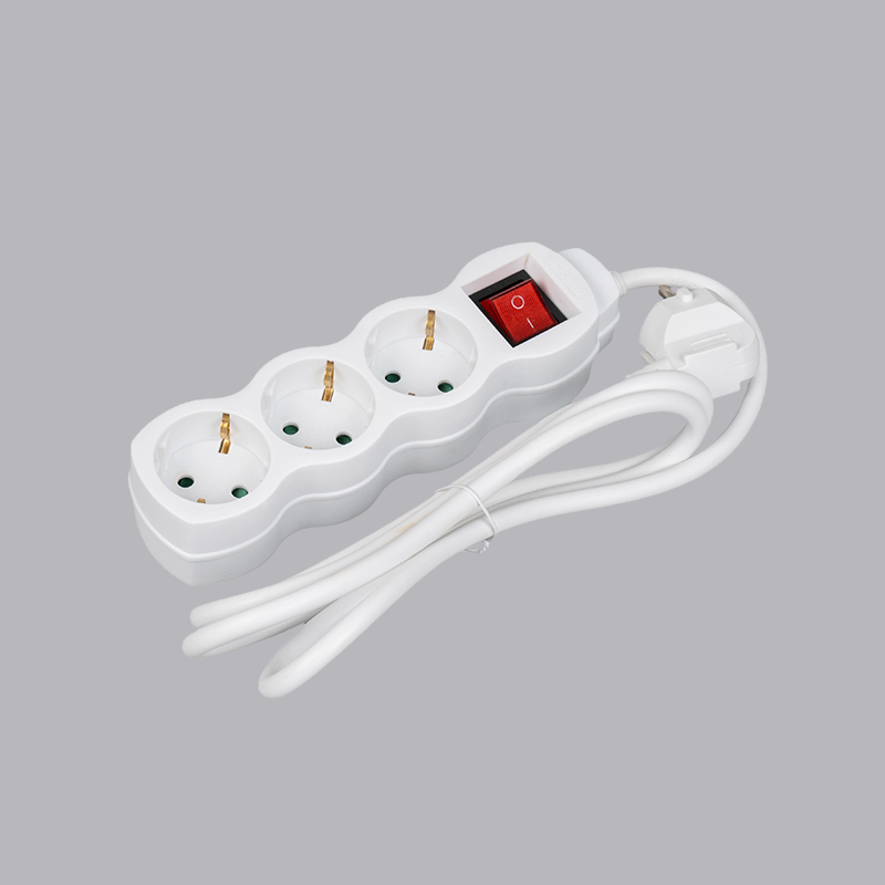 LOG-03K Tysk type kalebassformet 3-vejs strømskinne med kontakt Multi-Socket