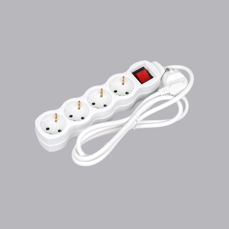 LOG-04K Tysk type kalebassformet 4-vejs strømskinne med kontakt Multi-Socket