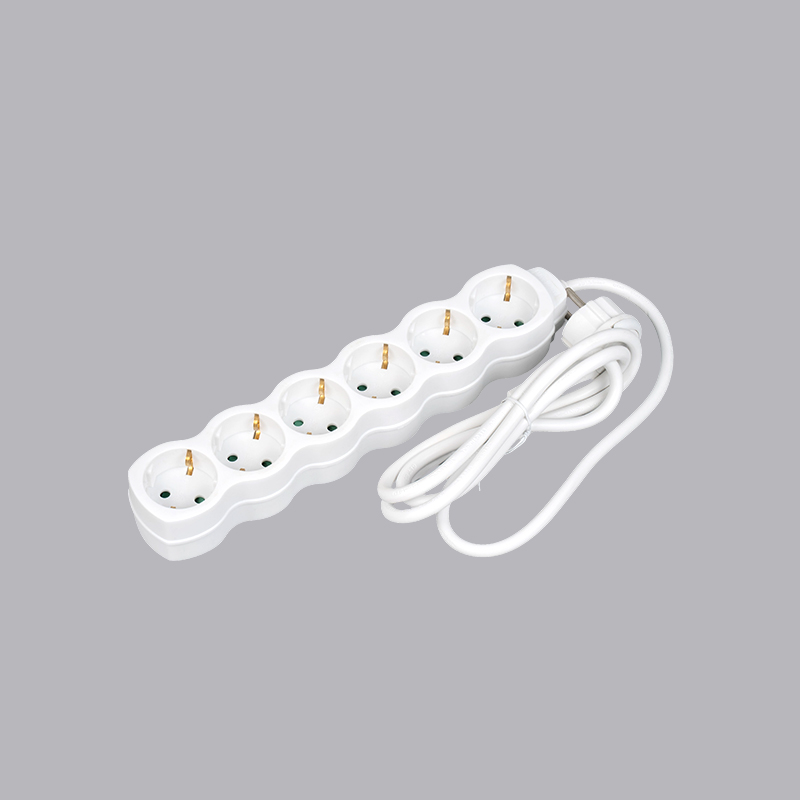 LOG-06L Tysk type kalebassformet 6-vejs strømskinne med trækring Multi-Socket