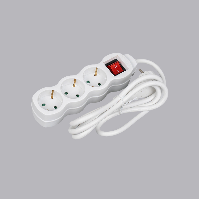 LOG-03KL Tysk type kalebassformet 3-vejs strømskinne med trækring og kontakt Multi-Socket