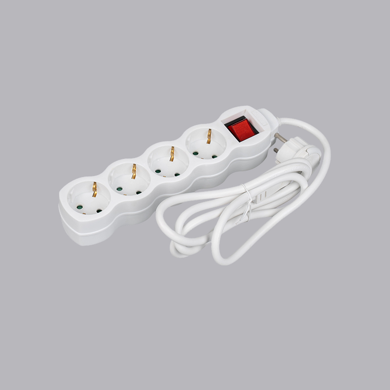 LOG-04KL Tysk type kalebassformet 4-vejs strømskinne med trækring og kontakt Multi-Socket