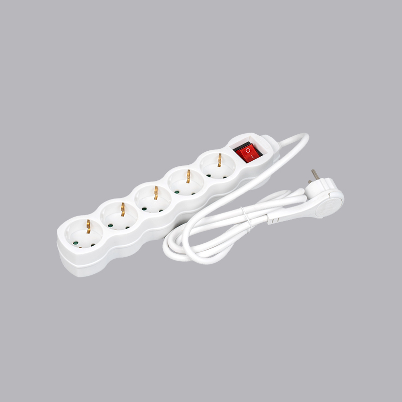 LOG-05KL Tysk type kalebassformet 5-vejs strømskinne med trækring og kontakt Multi-Socket