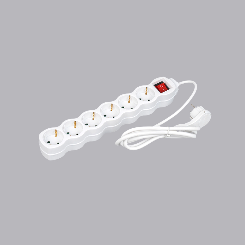 LOG-06KL Tysk type kalebassformet 6-vejs strømskinne med trækring og kontakt Multi-Socket