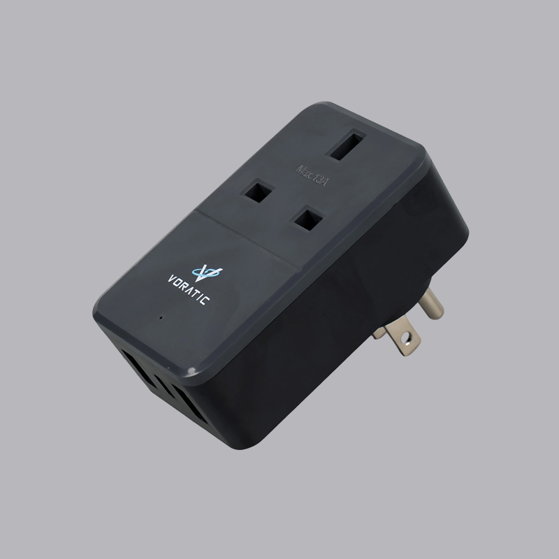 VT-926-US UK til USA, 1 stik, 2 USB-porte, 1 typeC-porte adapter