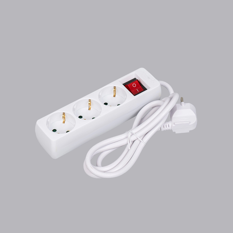 LOB-03K Tysk type rektangulært formet 3-vejs strømskinne med kontakt Multi-Socket