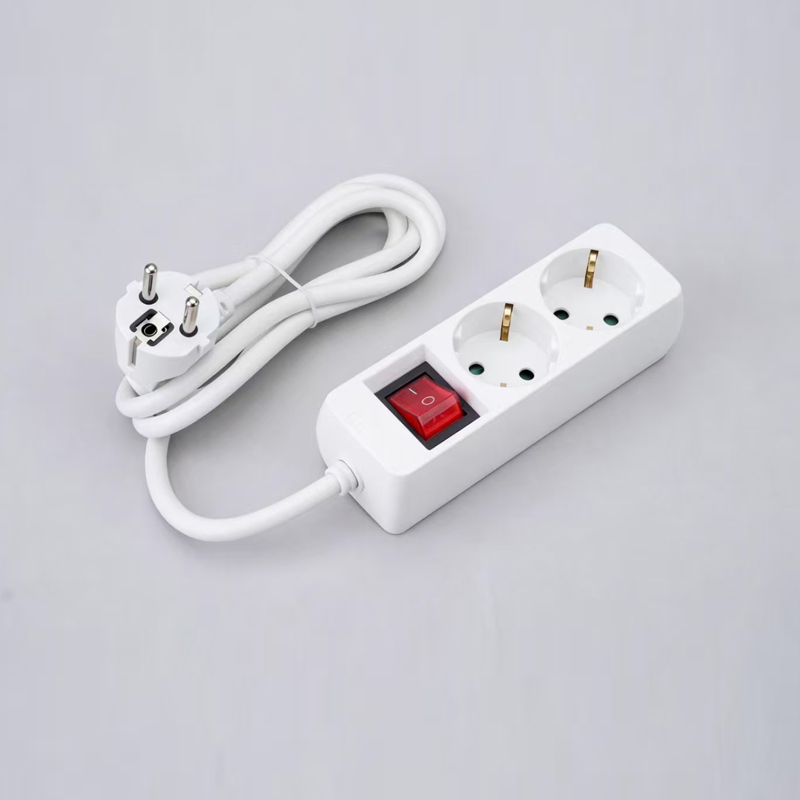 LOB-02K Tysk type rektangulært formet 3-vejs strømskinne med kontakt Multi-Socket
